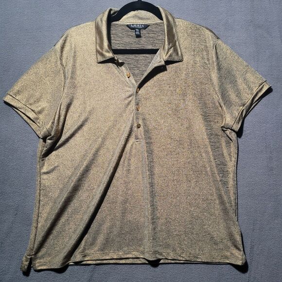 Lauren Ralph Lauren Tops - Women's Lauren Ralph Lauren Black Label Gold Polo-Style Short-Sleeve XXL NWOT